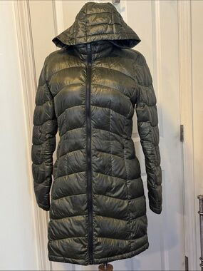 Calvin Klein Women's Long Hooded Packable Down Puffer Coat - Olive